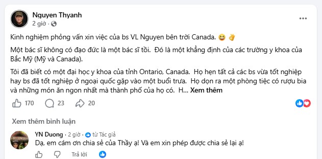 Cuộc phỏng vấn của bác sĩ Việt tại Canada, mang theo bản lĩnh y khoa Sài Gòn