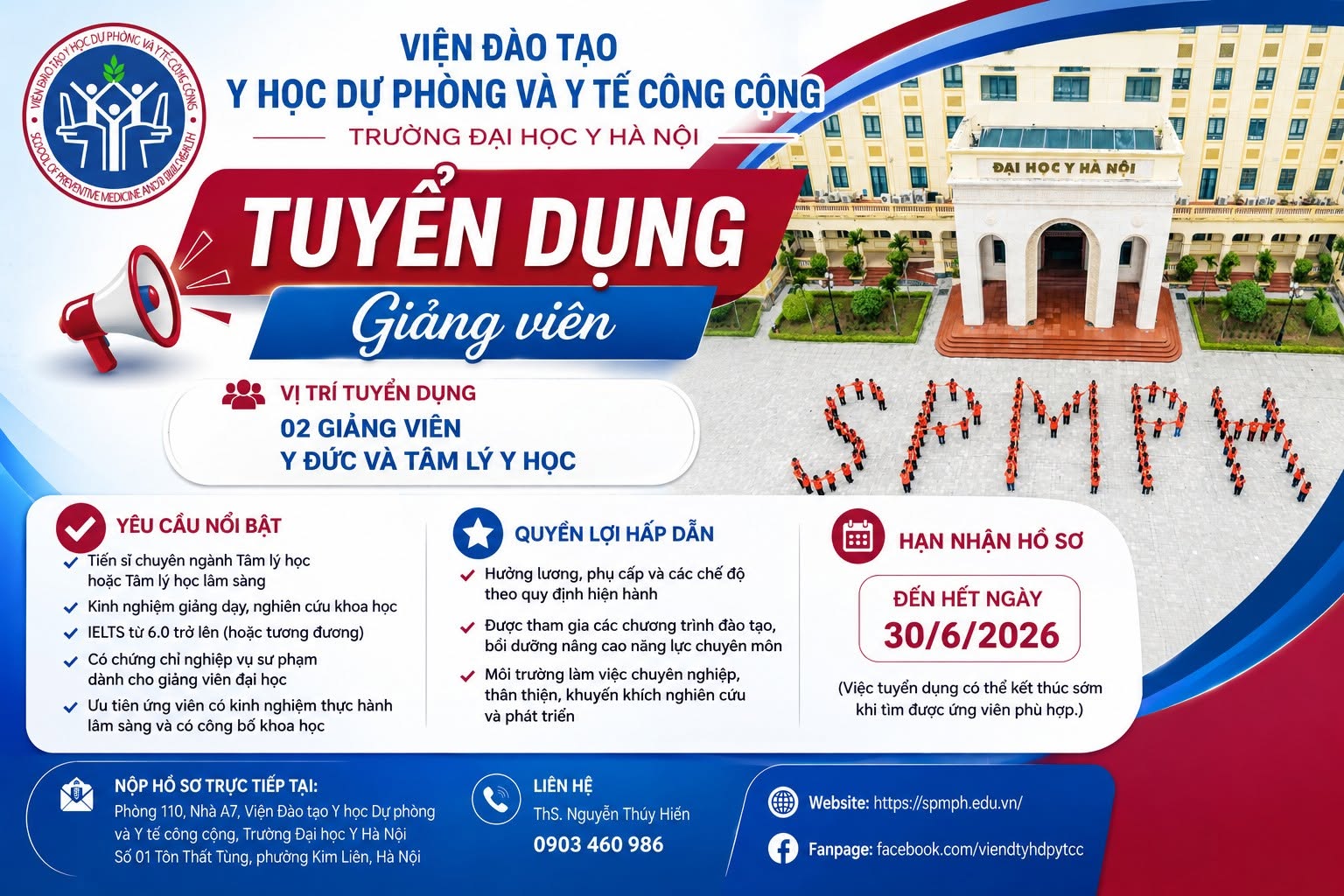 Viện Đào tạo Y học dự phòng và Y tế công cộng ttuyển dụng Giảng viên