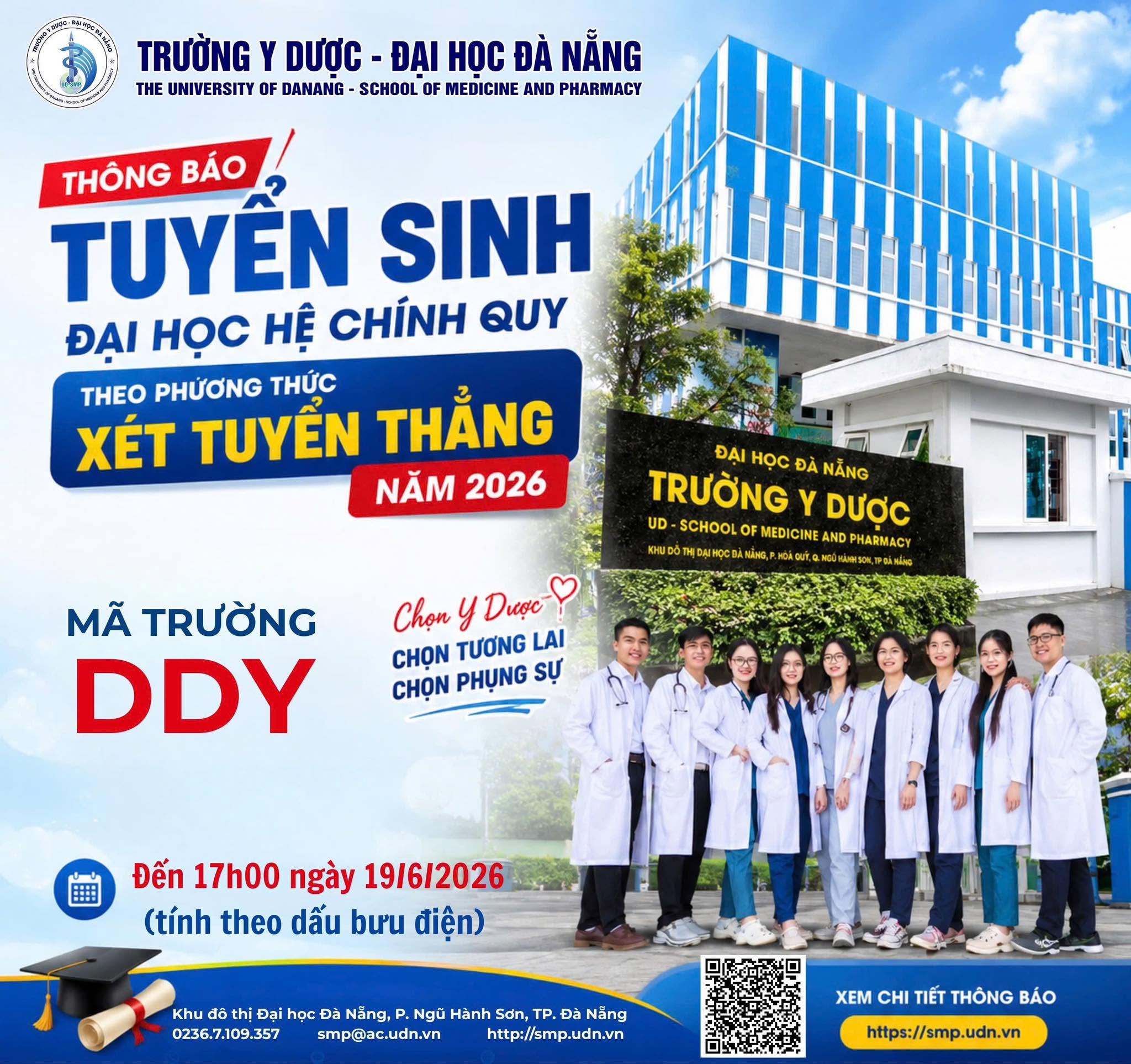 Trường Y Dược - Đại học Đà Nẵng tuyển thẳng 40 chỉ tiêu đại học năm 2026